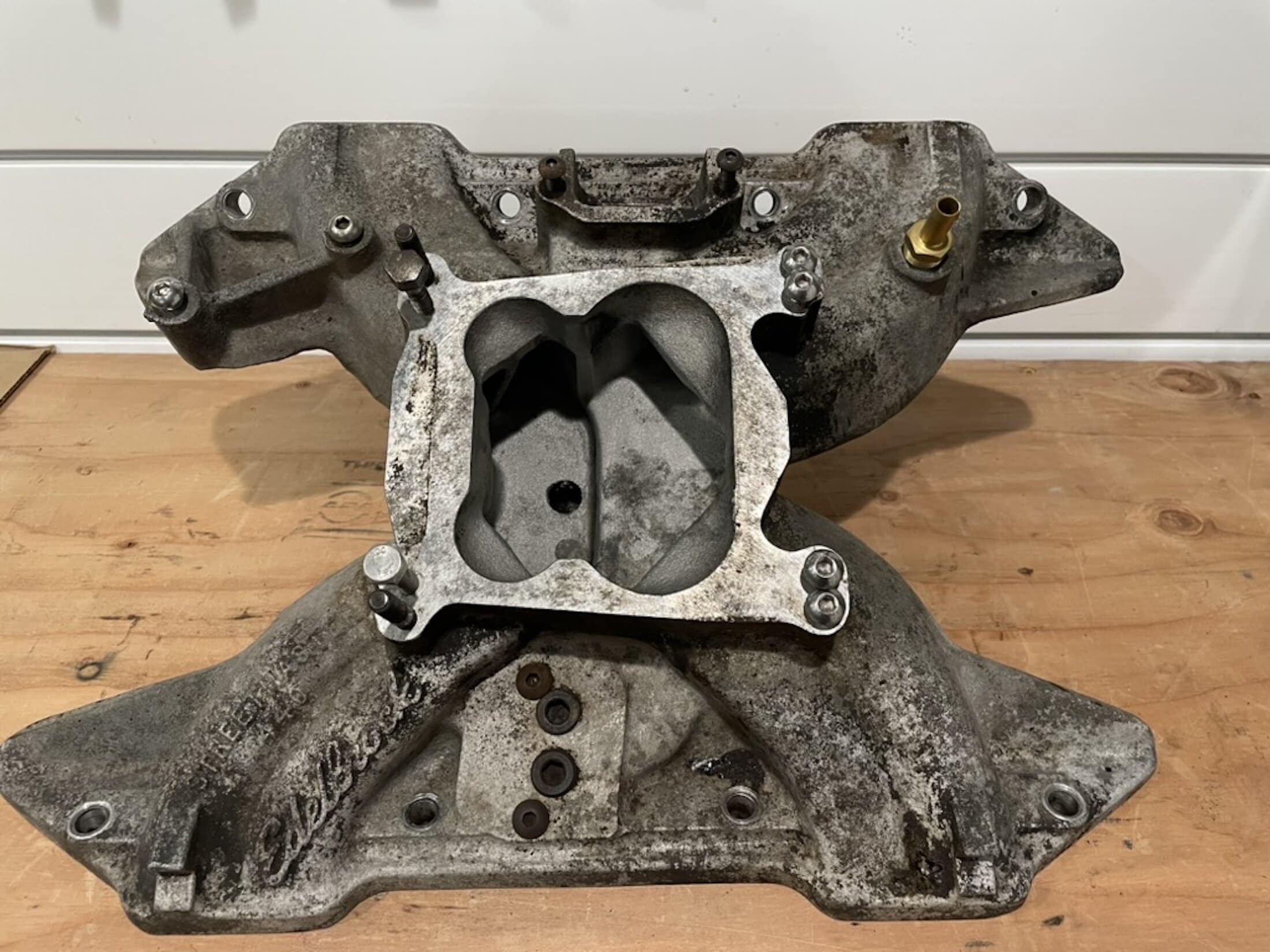 Intake manifold before vapor honing